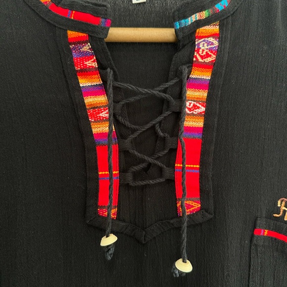 Black Embroidered Men's Shirt - Picture 3 of 4